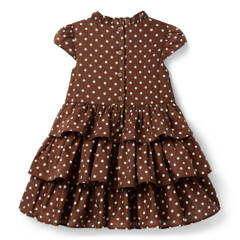 The Dot Ruffle Dress, brown