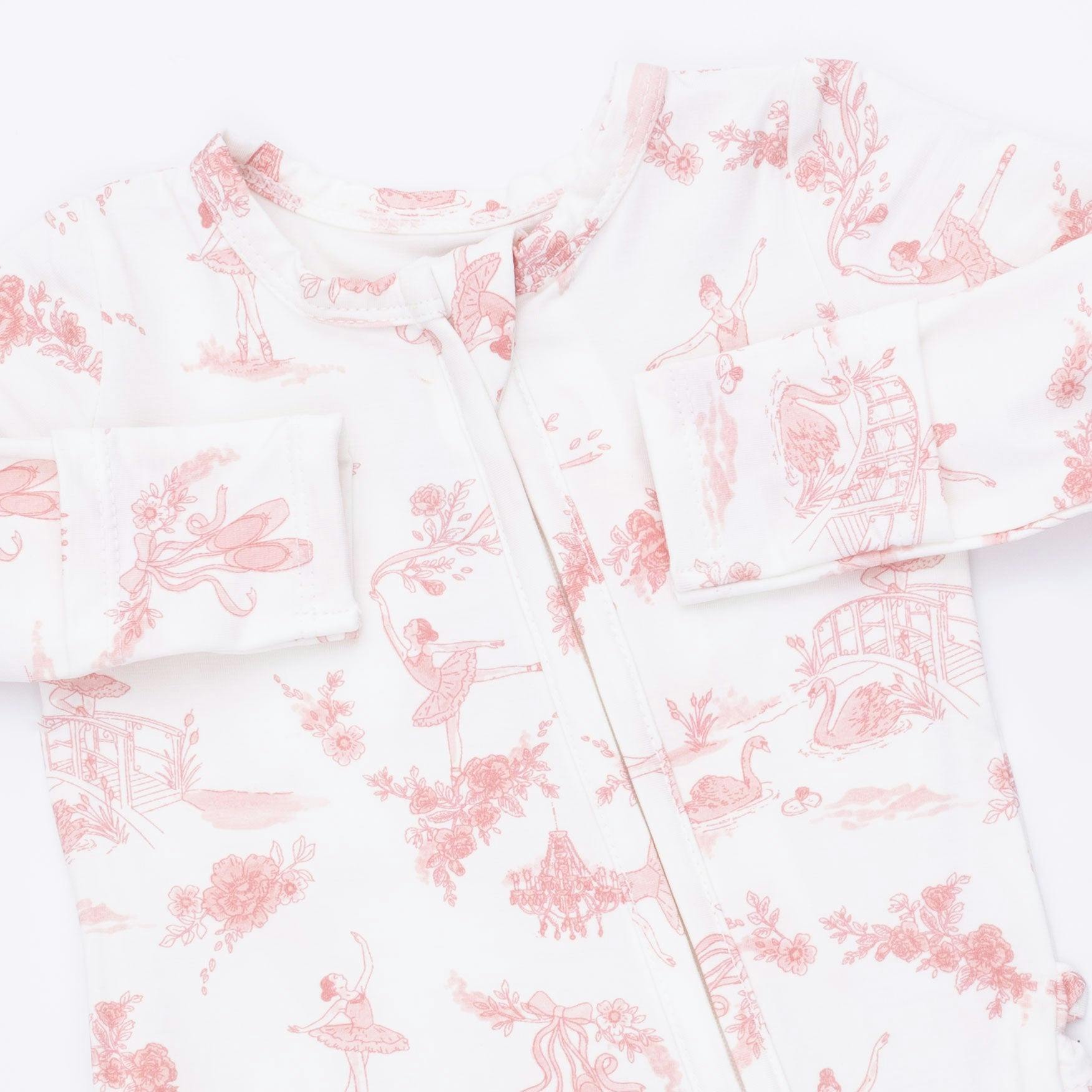 Ballet Toile - 2 Way Ruffle Back Zipper Footie