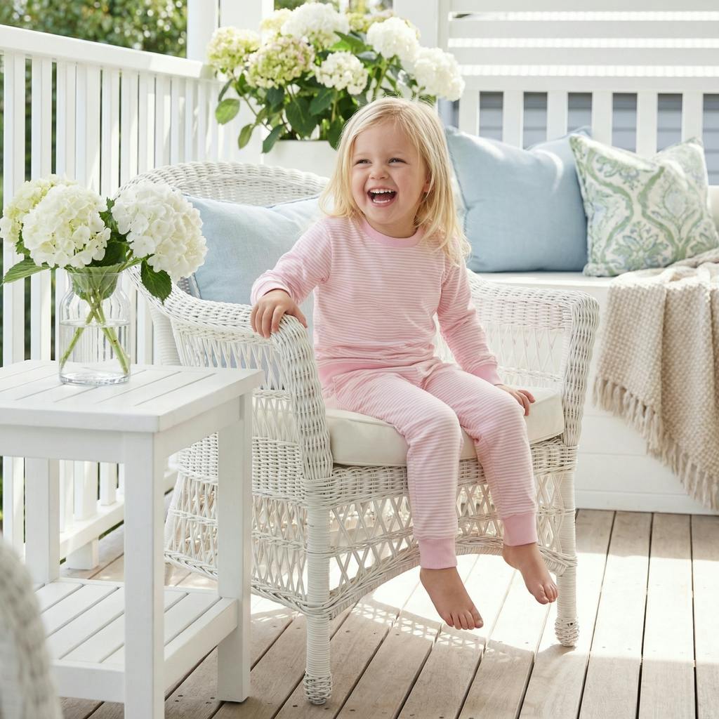 Peony Stripe Little Lounger Bamboo Sweatsuit
