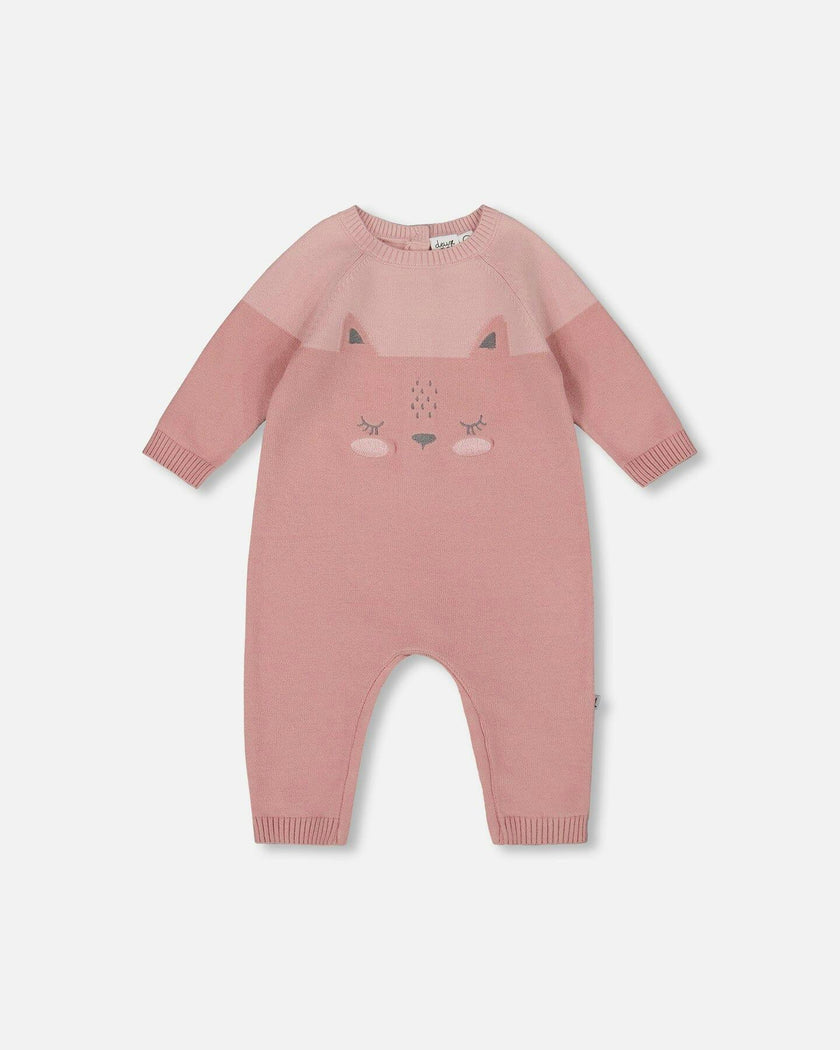 Knitted Bi-Color Romper Old Pink