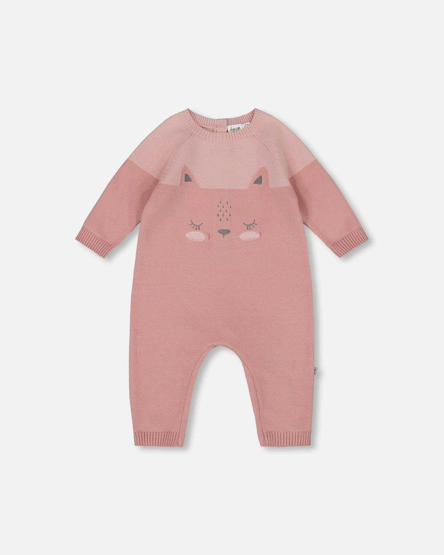 Knitted Bi-Color Romper Old Pink