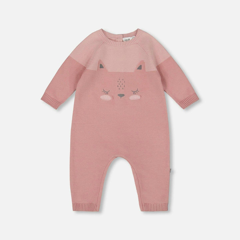 Knitted Bi-Color Romper Old Pink
