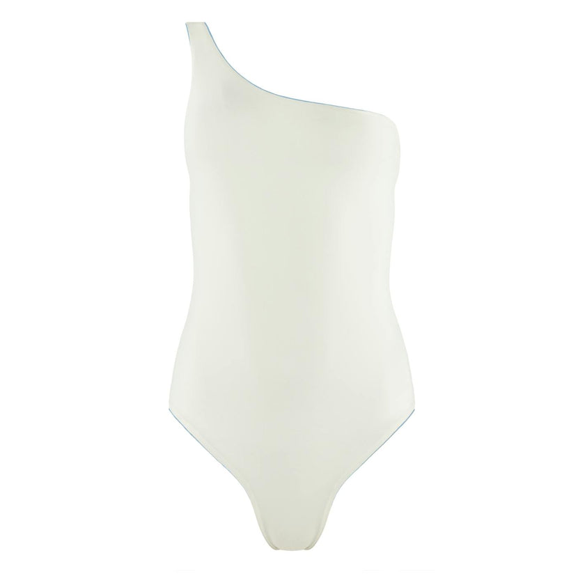 women's dusk blue and cream reversible one shoulder one piece