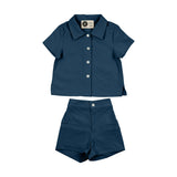 Textured Grid Boys Shorts Set