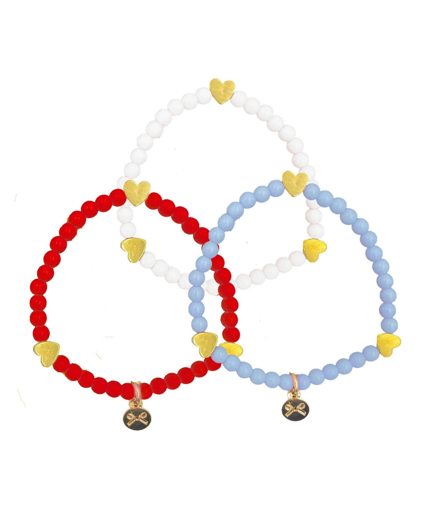 Hearts Bracelet Gift Set - Red, White, Blue