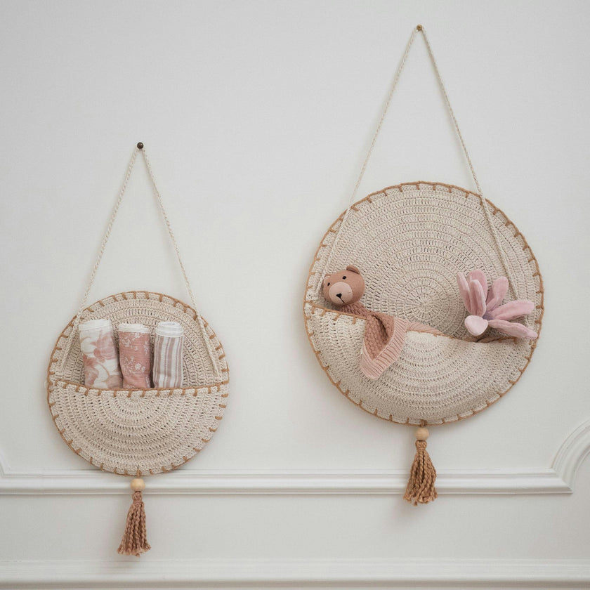Violet Crochet Wall Storage Baskets (Set of 2)