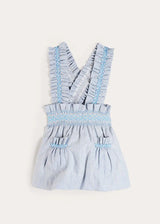 Alexander Stripe Smocked Skirt with Braces in Blue (18mths-6yrs)