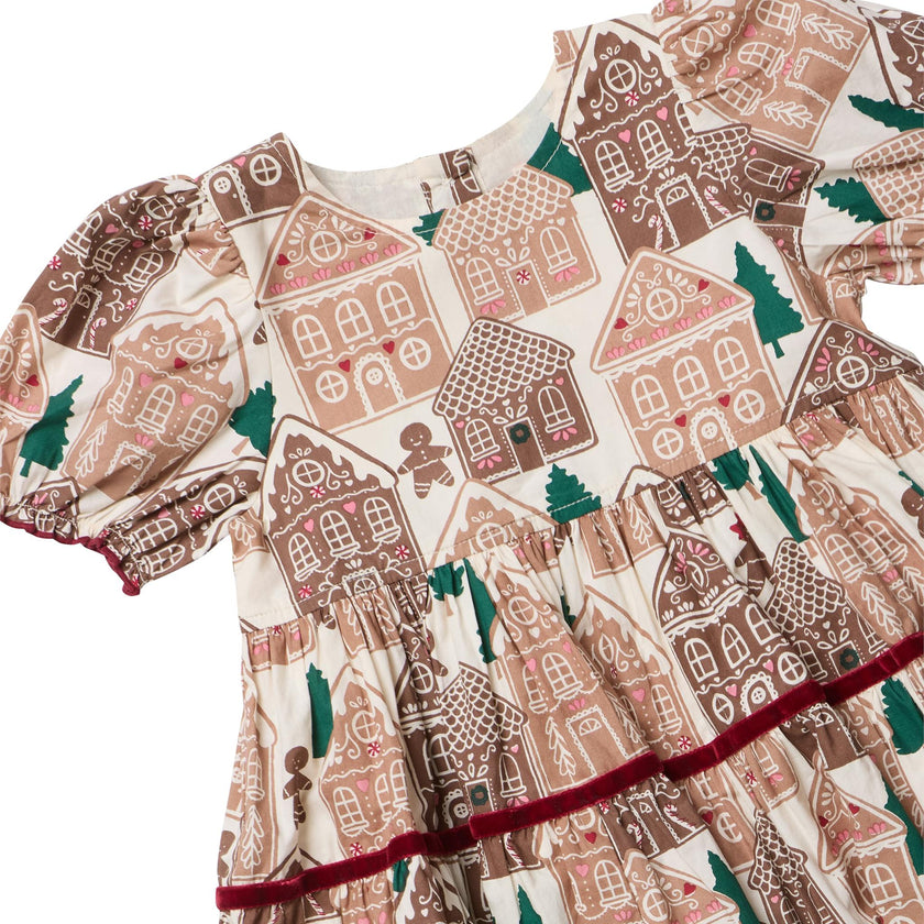 Girls Eliza Dress - Gingerbread Houses