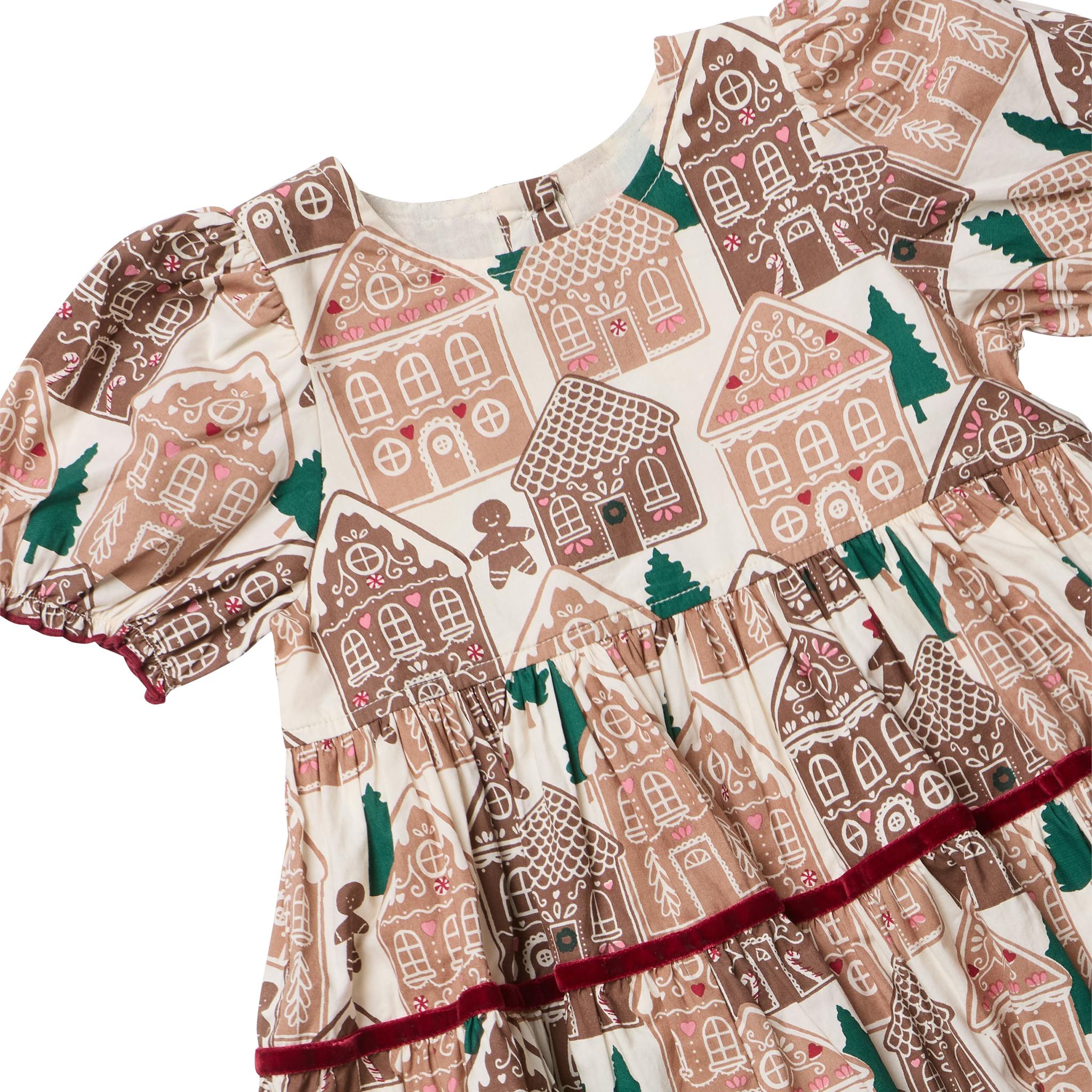 Girls Eliza Dress - Gingerbread Houses