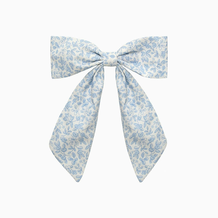Extra Large Bow Hair Clip in Blue Floral