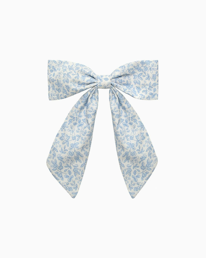 Extra Large Bow Hair Clip in Blue Floral