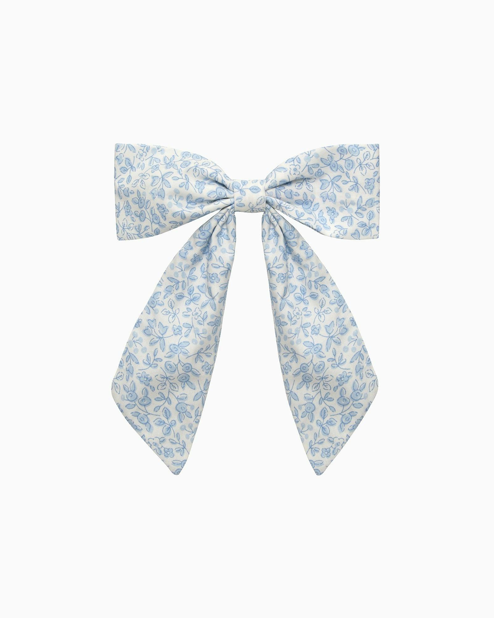 Extra Large Bow Hair Clip in Blue Floral