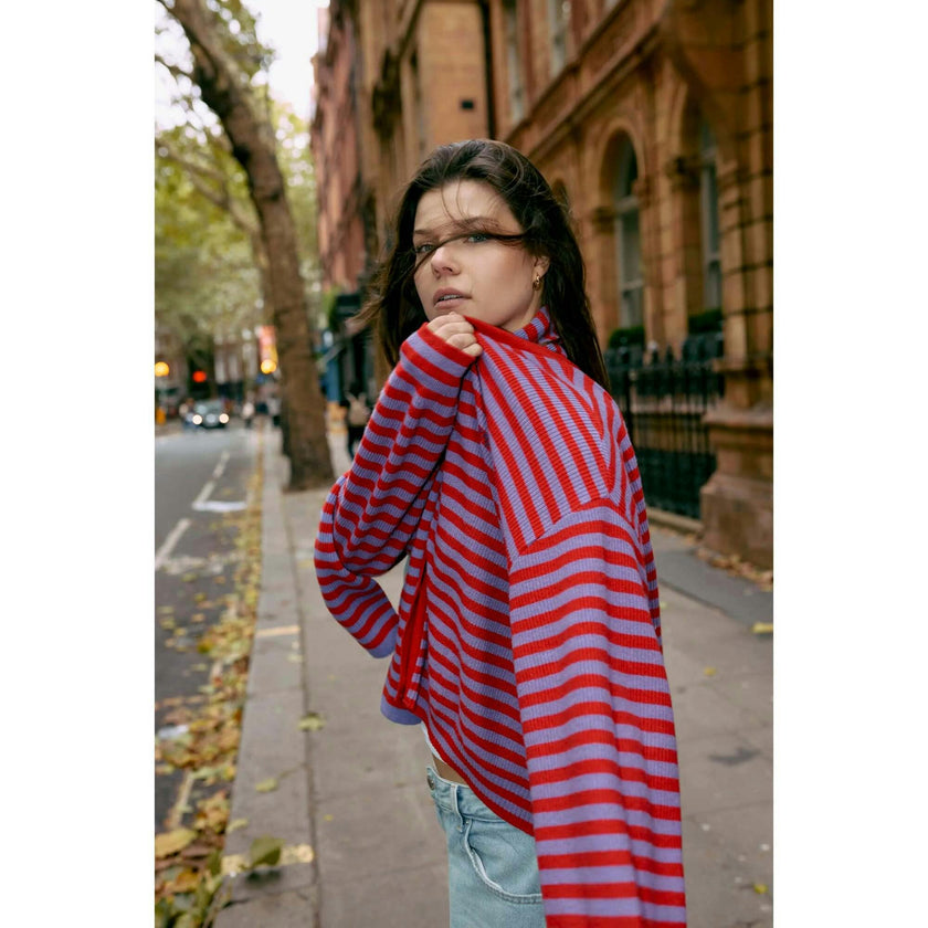 women's wool blend cardigan - berry bloom