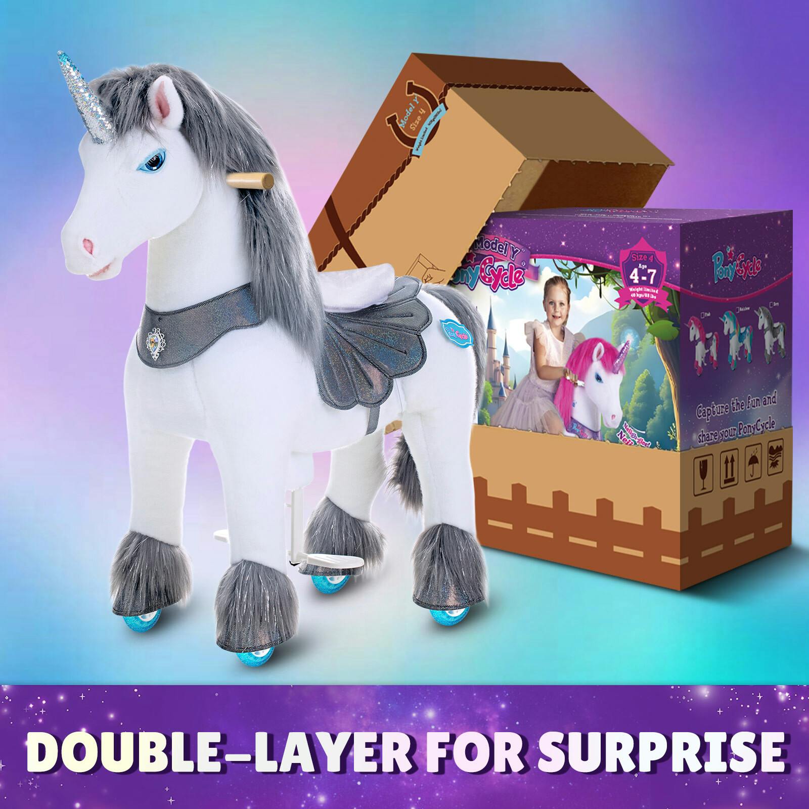 Model Y® Unicorn Ride-On Toy Age 3–4 – Grey