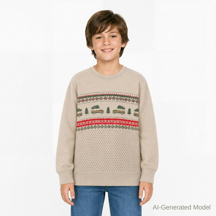Boys Cozy Holiday Pullover | Bringing Home the Tree