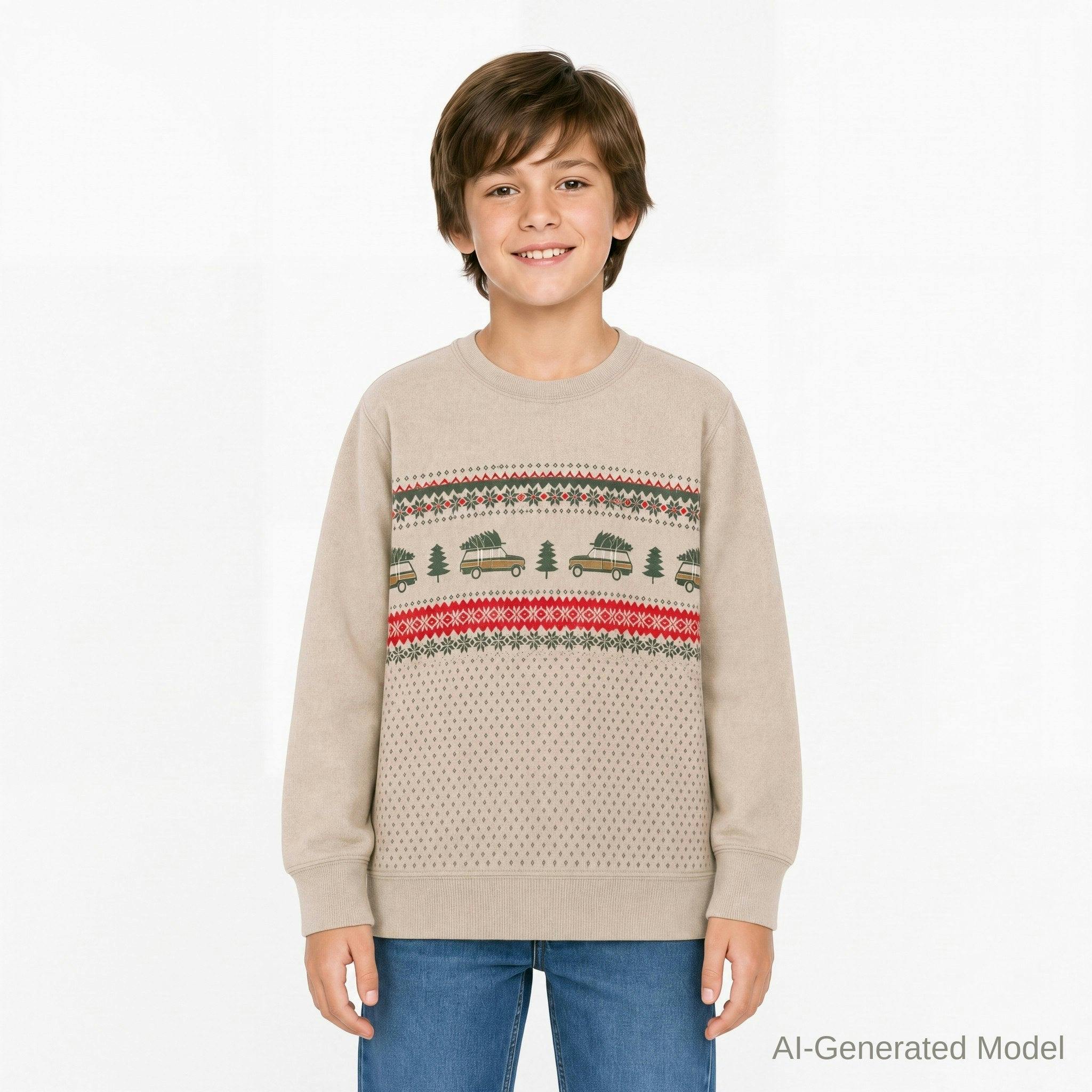 Boys Cozy Holiday Pullover | Bringing Home the Tree