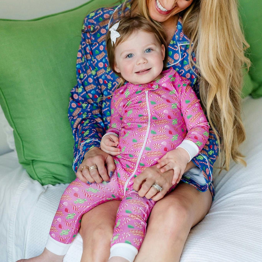 Parker Zipper Pajama - Christmas Candy Pink