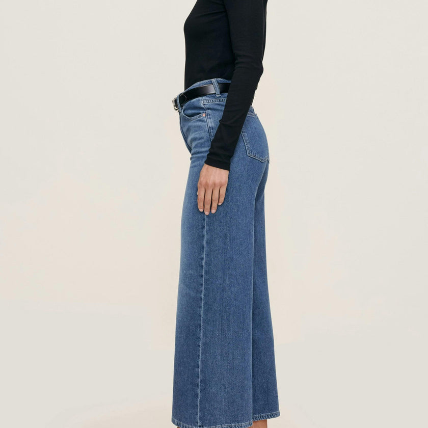 Hepburn Wide Leg High Rise Ankle Jeans Del Ray