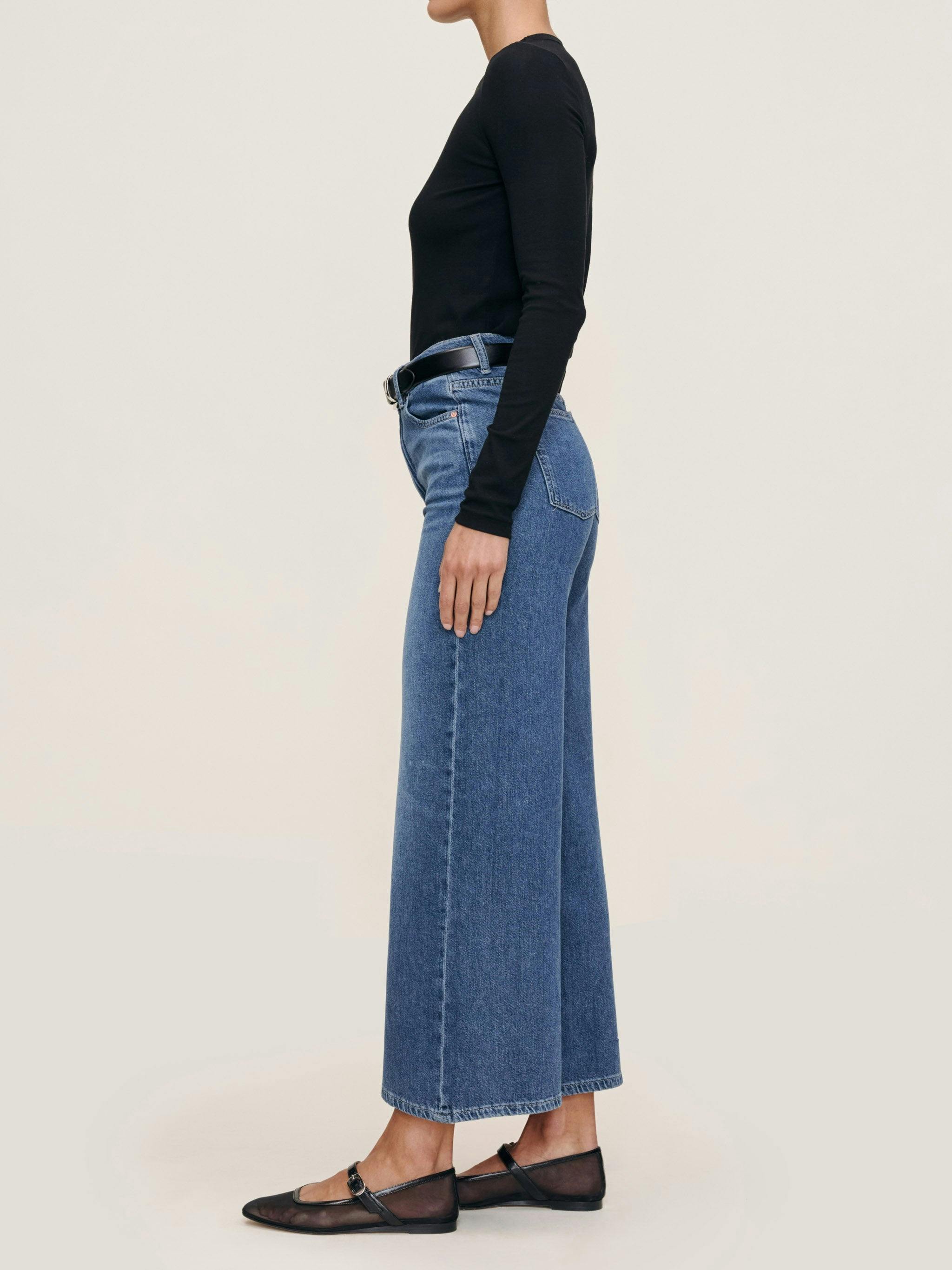 Hepburn Wide Leg High Rise Ankle Jeans Del Ray