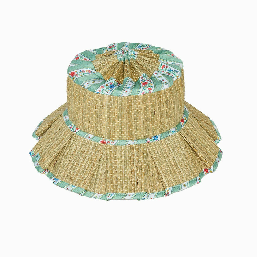 Lorna Murray x La Coqueta Sage Floral Stripe Beauty Point Woman Grass Hat