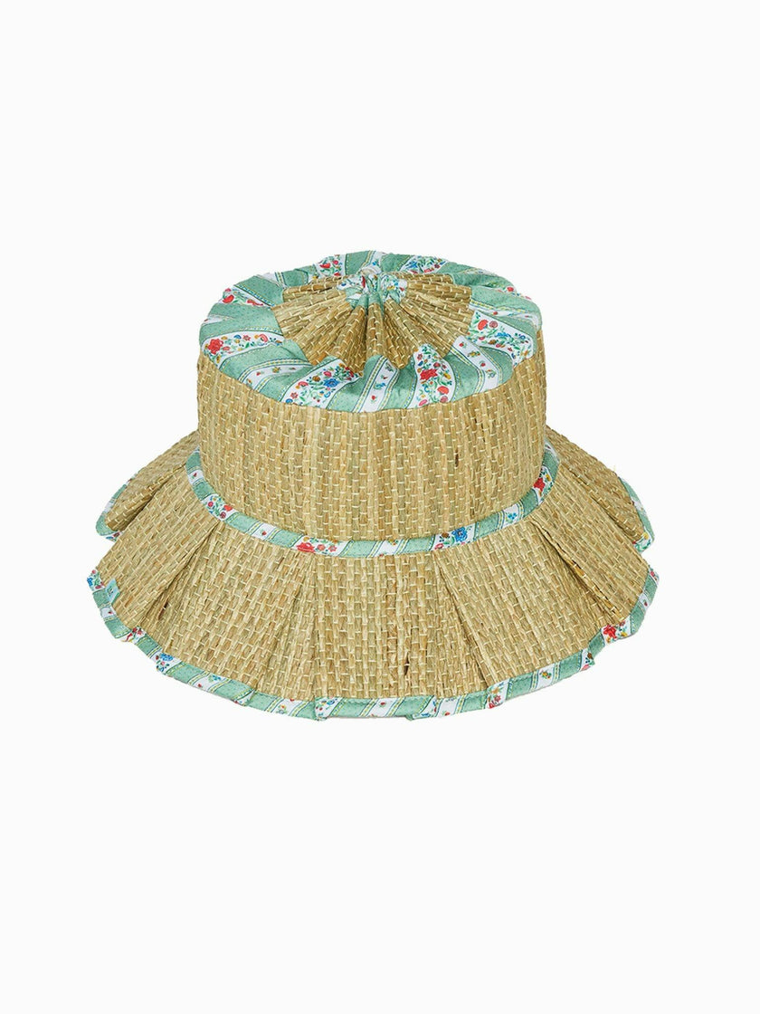 Lorna Murray x La Coqueta Sage Floral Stripe Beauty Point Woman Grass Hat