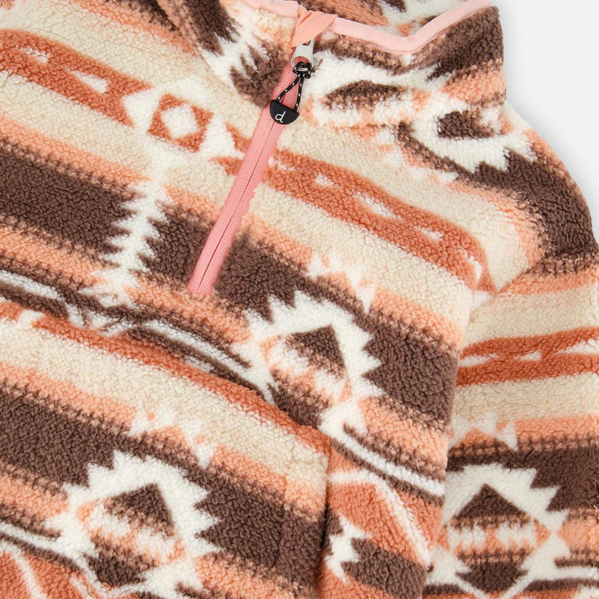 Mid-Season Plush Pullover Jacket Aztec Pink