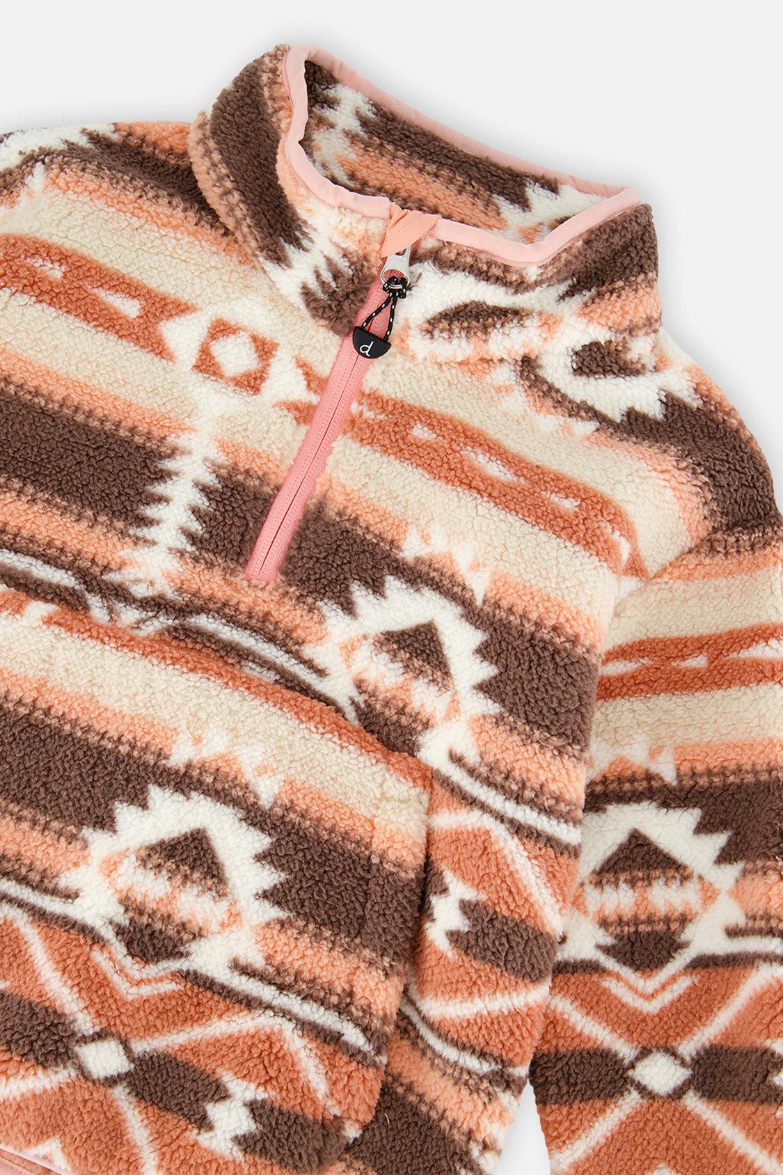 Mid-Season Plush Pullover Jacket Aztec Pink
