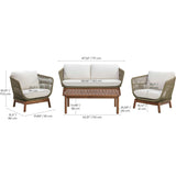 Teamson Home Outdoor Patio Sofa Set with Solid Acacia Base