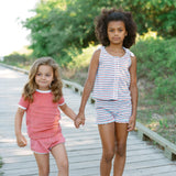 girls jetty stripe french terry tie knot set