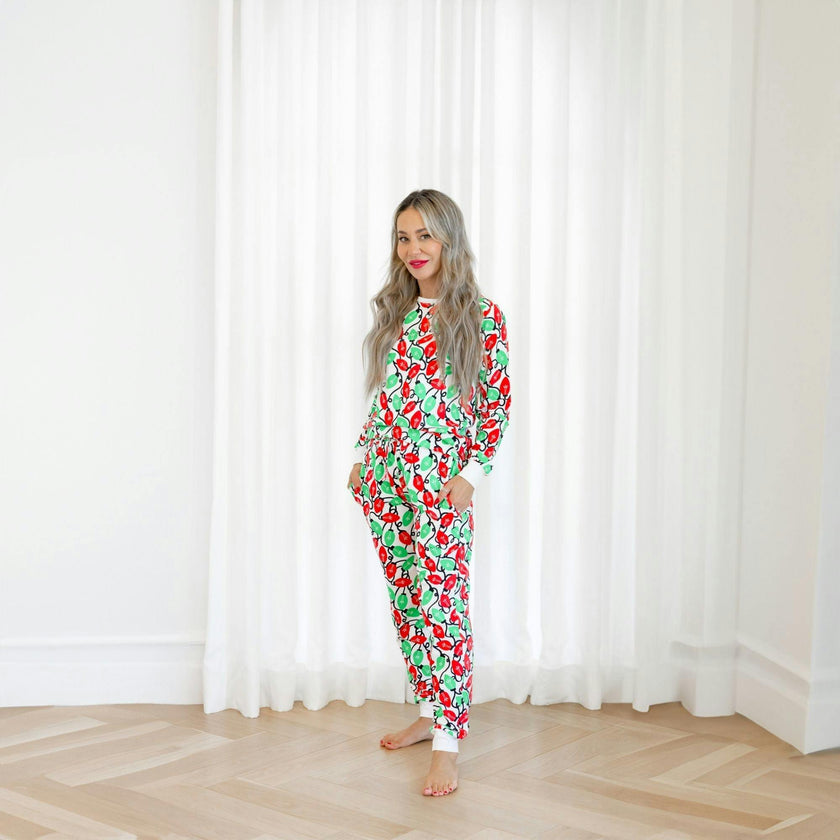 Organic Adult Women's Pajamas - Holiday Lights