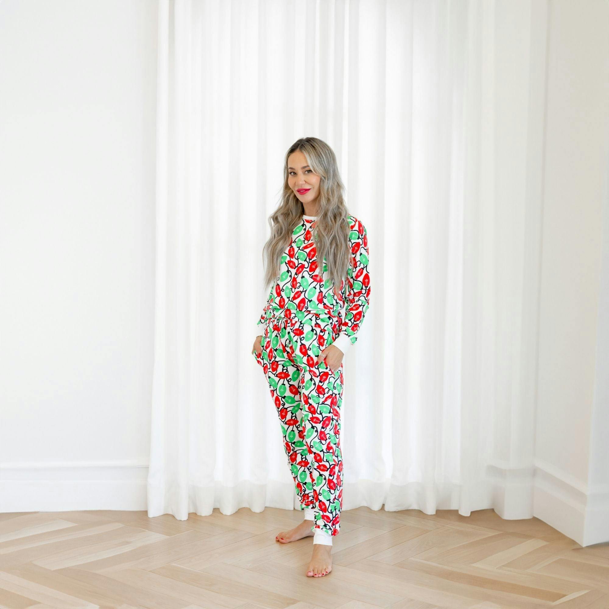 Organic Adult Women's Pajamas - Holiday Lights