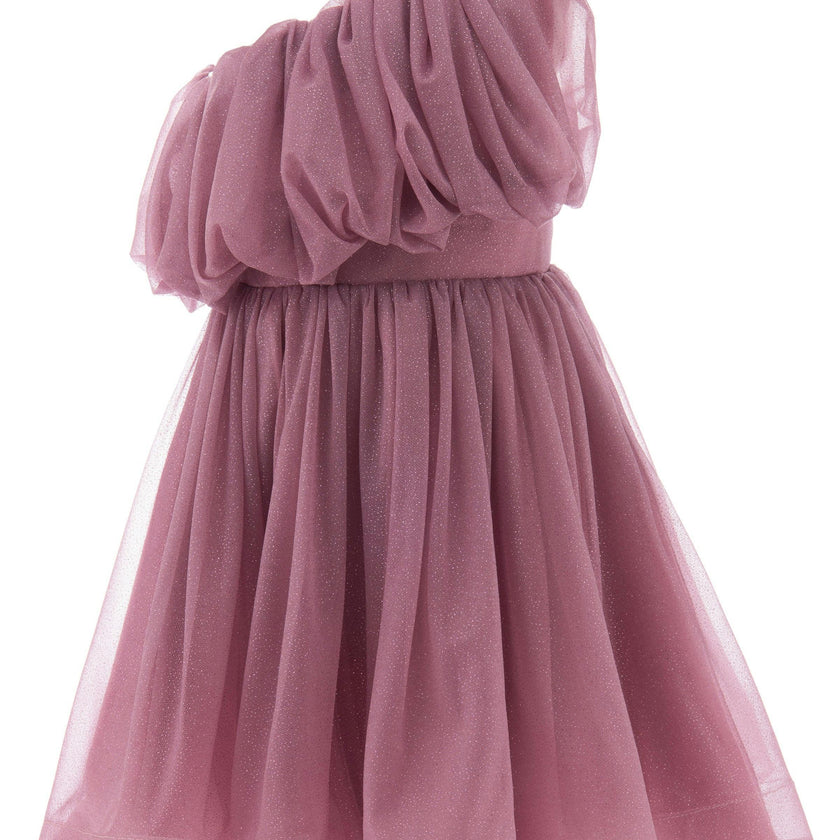 Pink Izorah Off Shoulder Glitter Dress