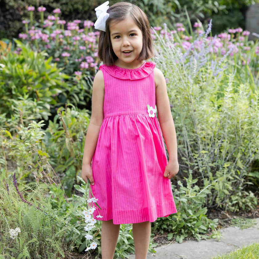 Shimmer Stripe Lawn Dress With Flowers