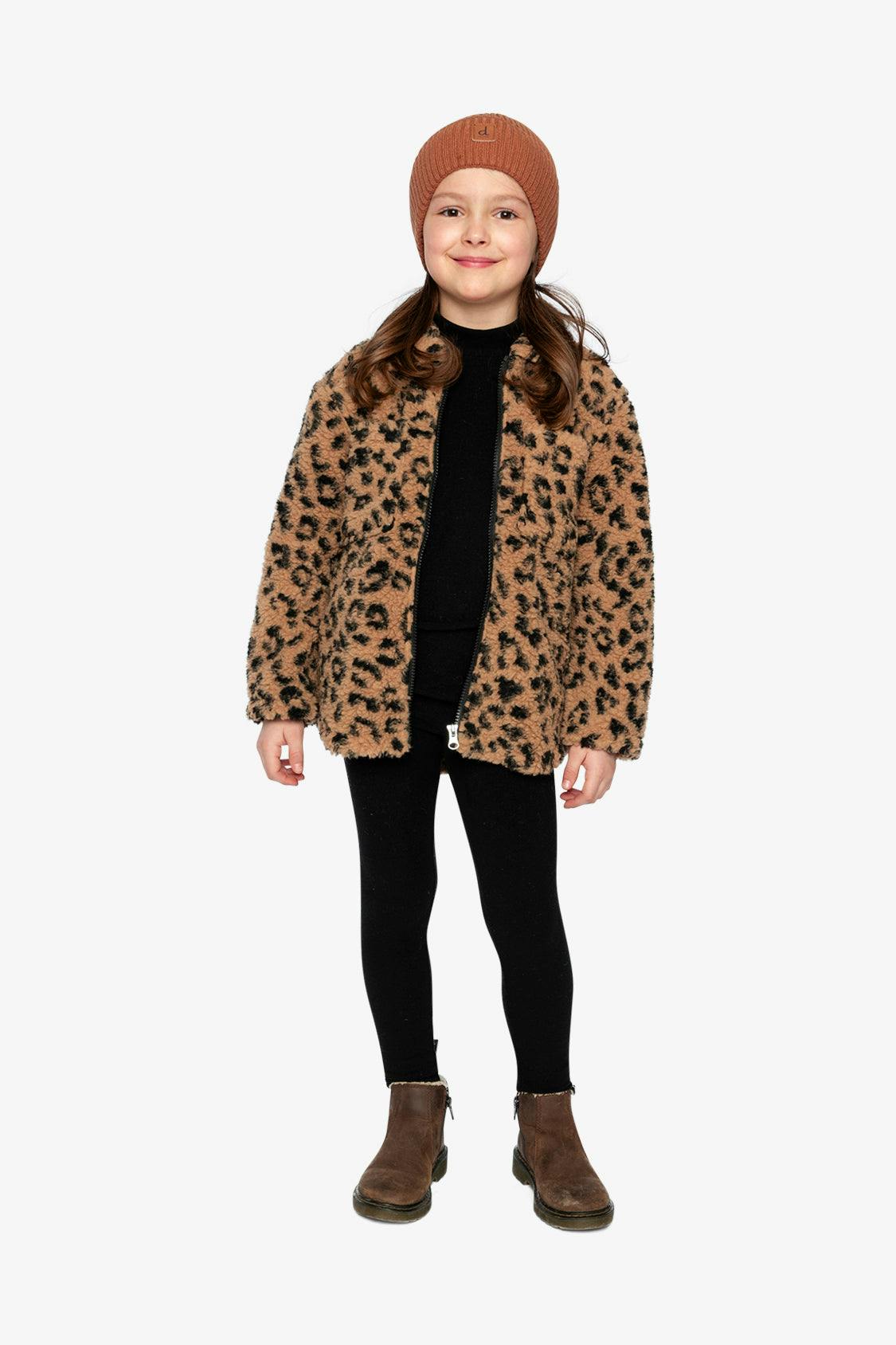 Zipped Sherpa Overshirt With Chest Pockets Leopard Fur
