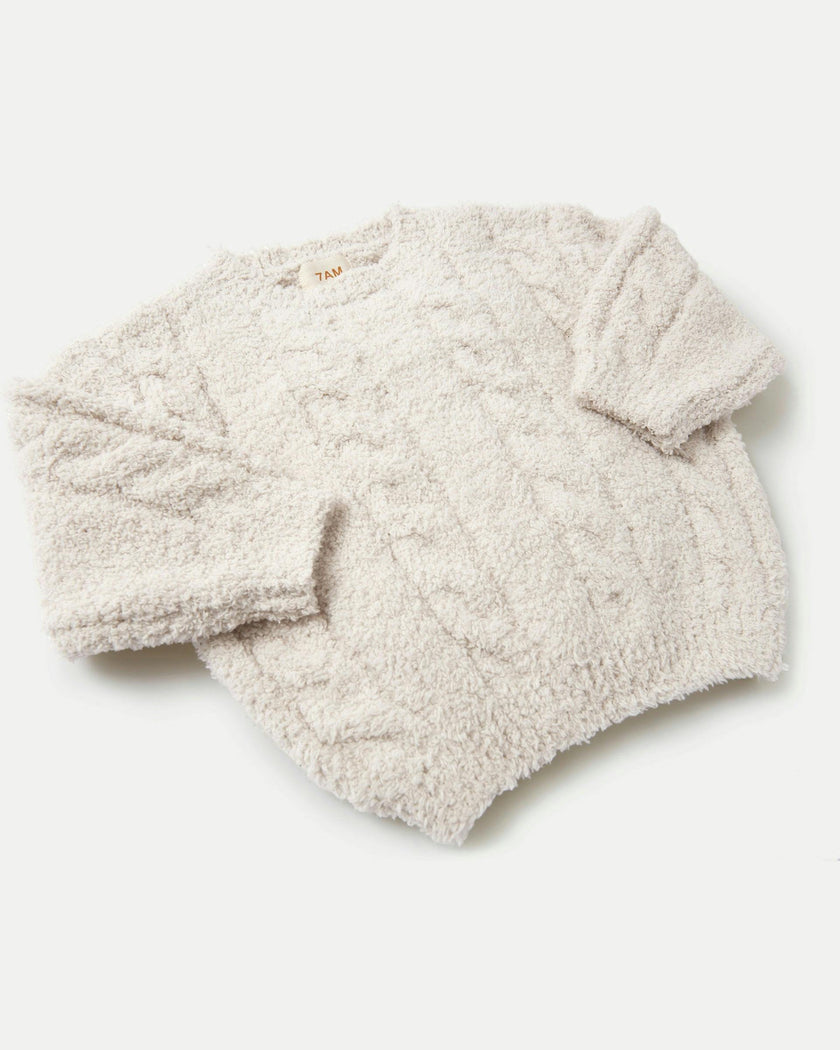 Boxy Cable Sweater • Fuzzy