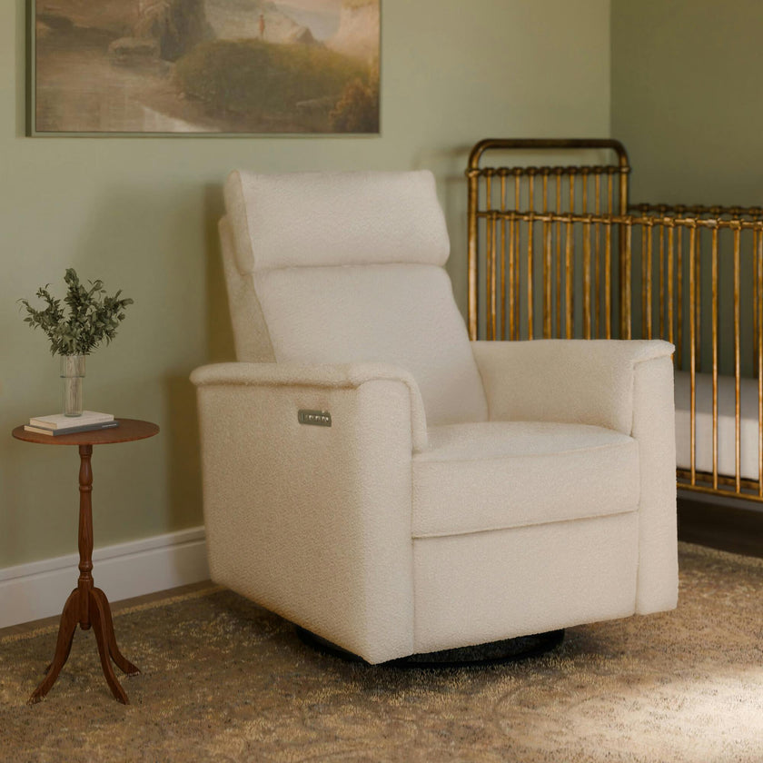 Willa Pro Power Glider Recliner w/ Power Lumbar in Performance Ivory Boucle
