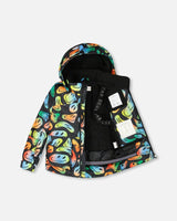 Two-Piece Play Snowsuit with Allover Print Jacket Smiley Face