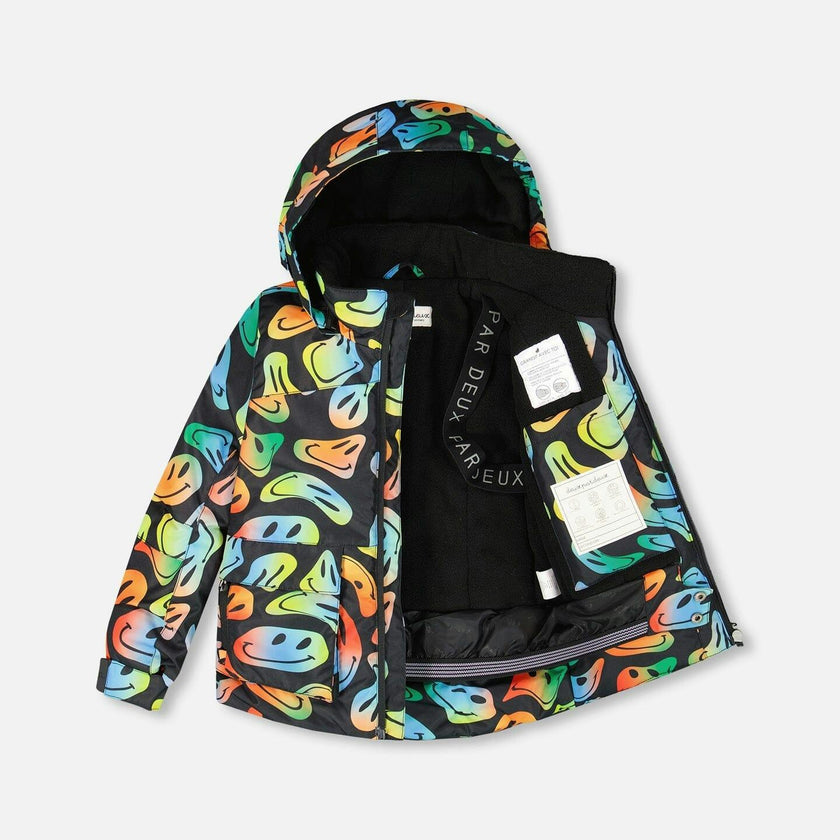 Two-Piece Play Snowsuit with Allover Print Jacket Smiley Face