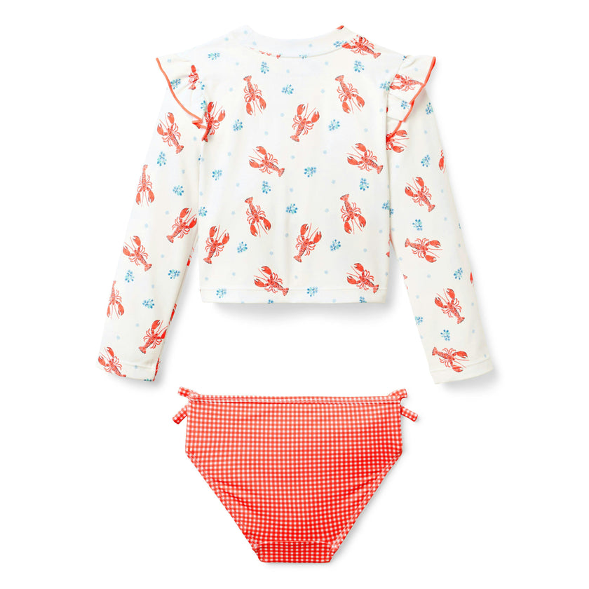 Lobster Rash Guard Swimsuit, multicolor