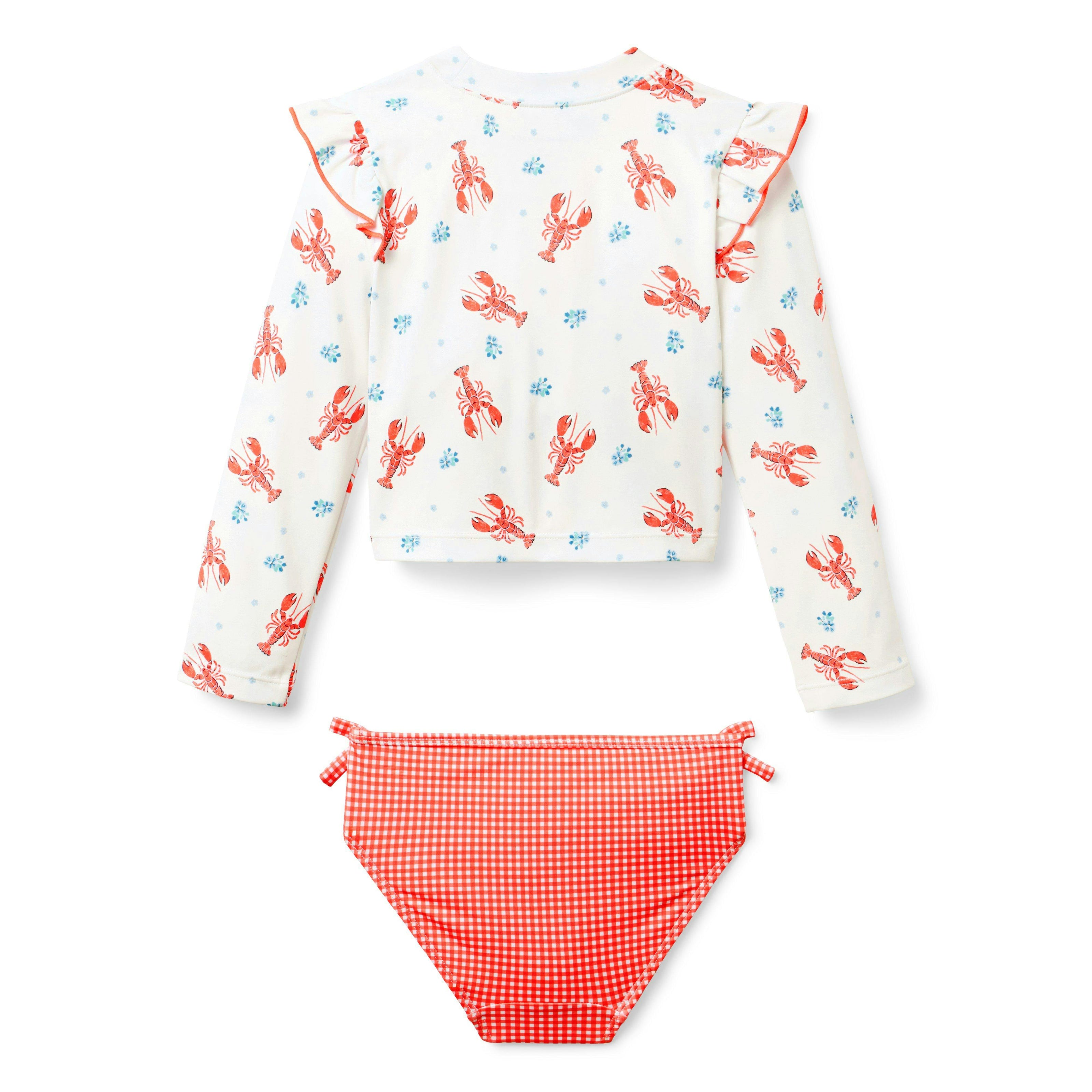 Lobster Rash Guard Swimsuit, multicolor