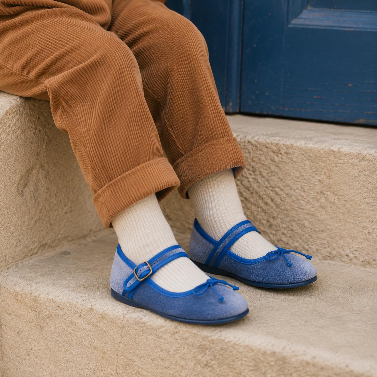 Ellis Velvet Ballet Flat | French Blue
