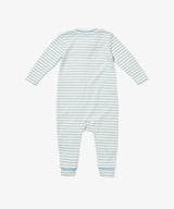 Ziggy Zip Romper, Dusty Blue Mini Stripe
