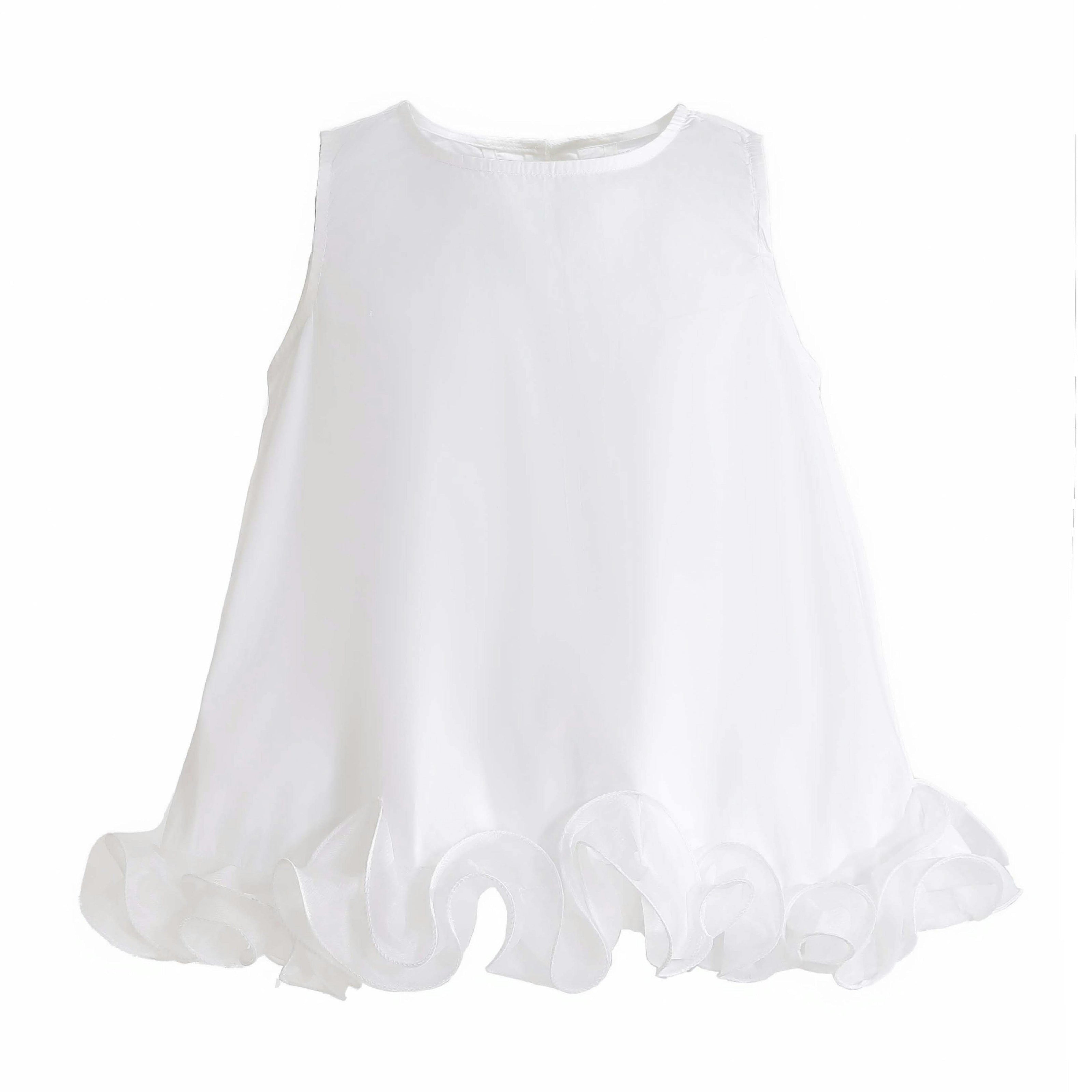 White Ruffle Puff Skirt Set