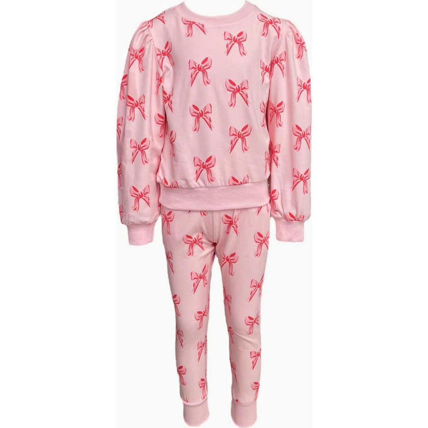 Ribbon Puff Sleeve Set Pink
