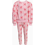 Ribbon Puff Sleeve Set Pink
