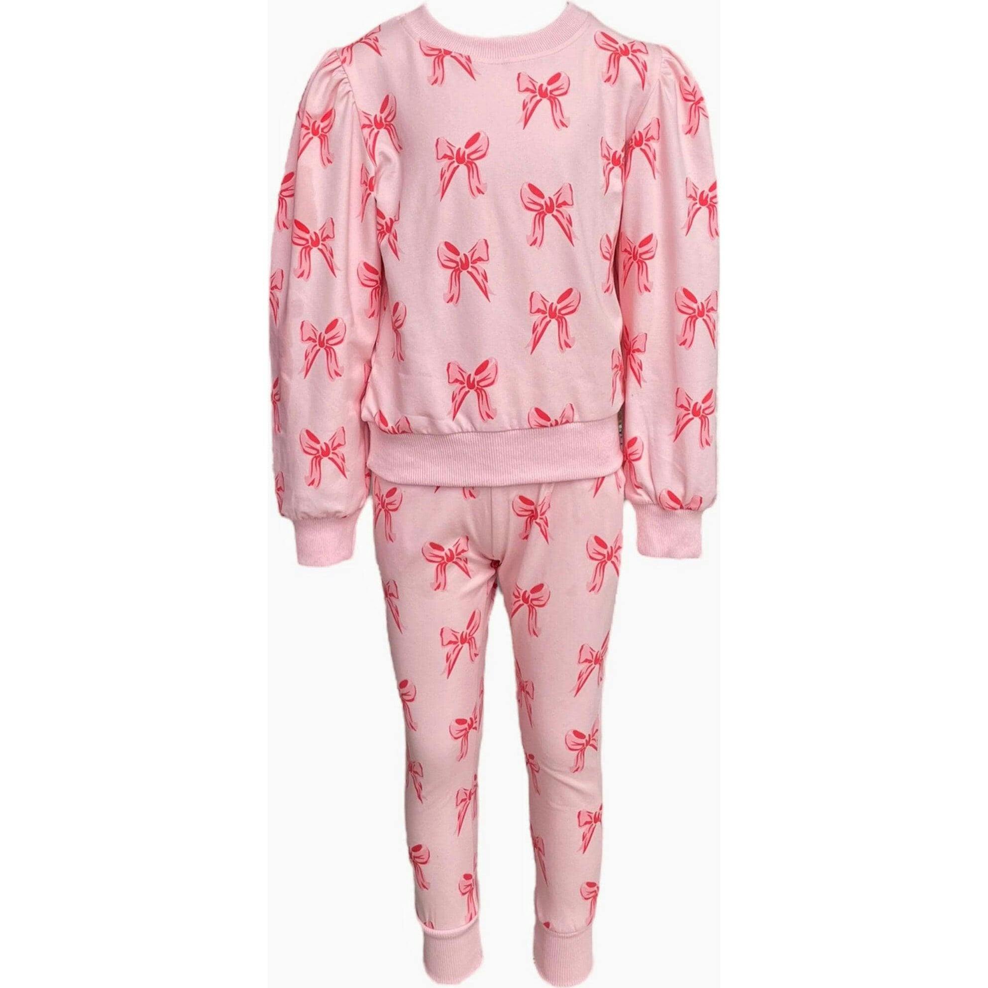 Ribbon Puff Sleeve Set Pink