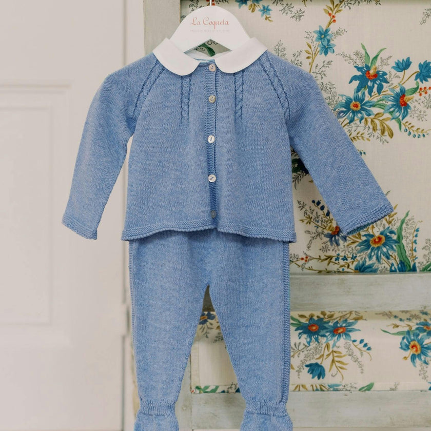 Blue Sanson Cotton Baby Knitted Set