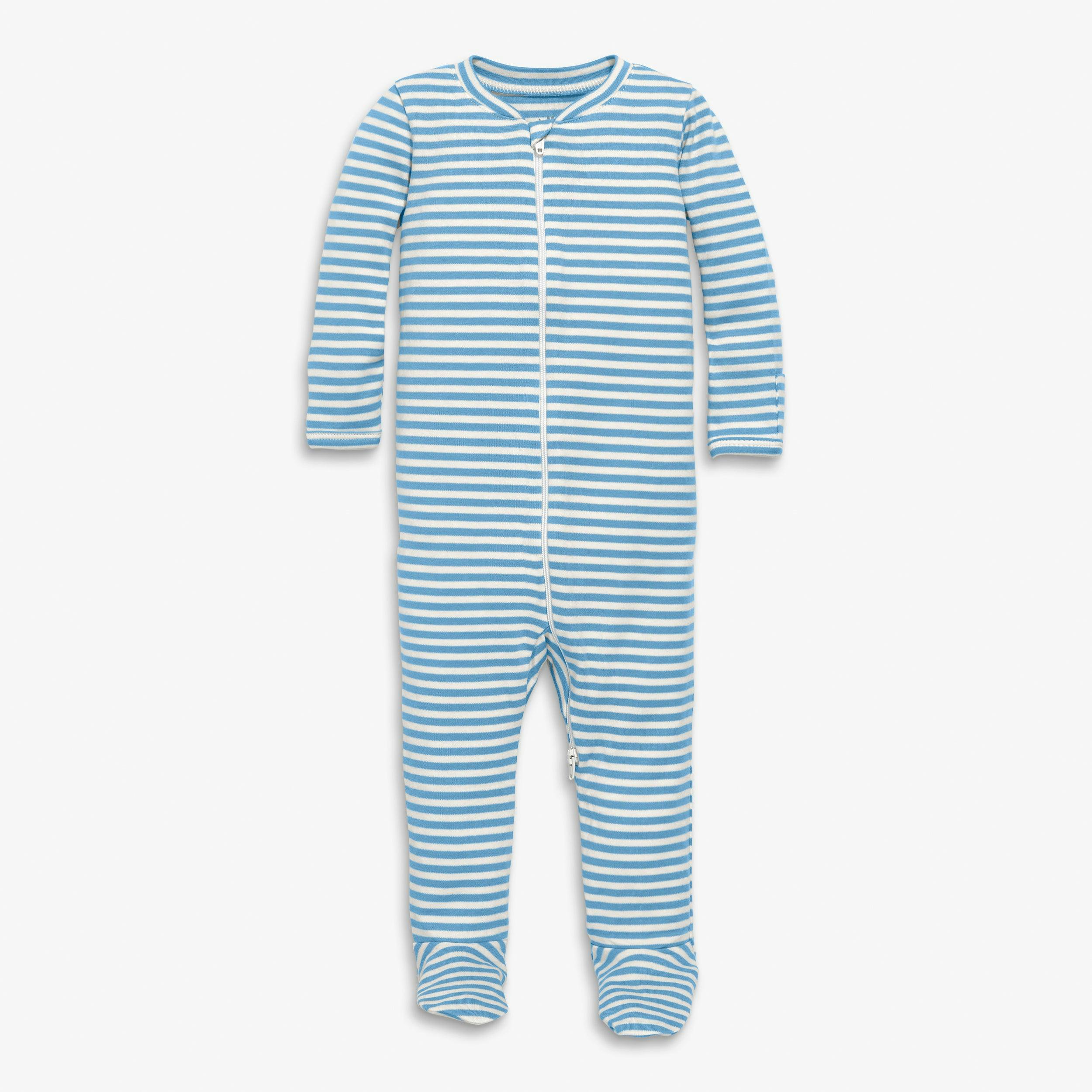 Baby organic zip footie in stripe