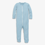 Baby organic zip footie in stripe
