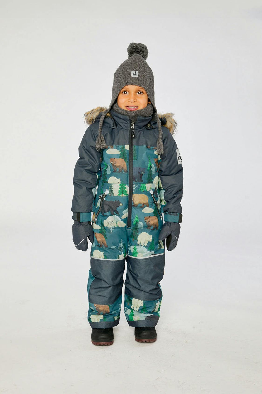 Kids One Piece Discover Snowsuit Blue Bear Print